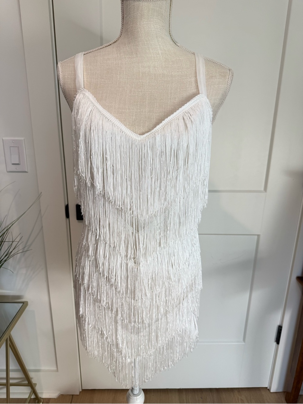 NWT Selfie Leslie White Fringe Mini Dress Sz Small Festival Bridal Bachelorette